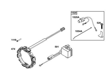 Alternator Group Diagram and Parts List for 61A277-0107-J1  Briggs and Stratton Engine